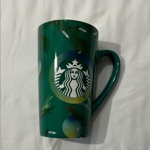 Starbucks 2020 16 ounce Green Holiday Mug with Ornament Design